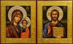 Рукописная венчальная пара со сканью и жемчугом №132 (Размер 17х21 см)