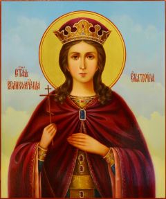 Рукописная икона великомученица Екатерина масло
