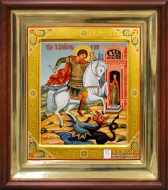 Рукописная икона Чудо Георгия о змии 23 (Размер 27*31 см)