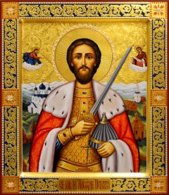 Рукописная икона Александр Невский 62 (Размер 27*31 см)