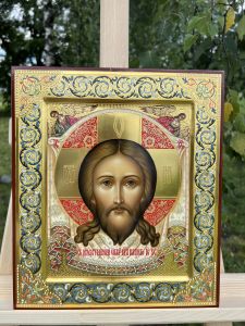 Рукописная икона Спас Нерукотворный с Ангелами №64 
