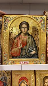 Рукописная икона Архангел Михаил №29 (Размер 27х31 см)