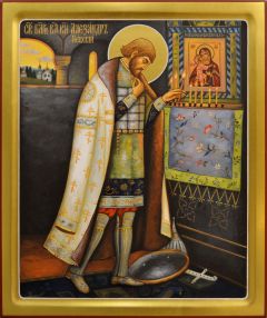Рукописная икона Александр Невский 61 (Размер 21*25 см)