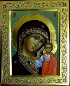Казанская икона Богородицы с ковчегом и резьбой