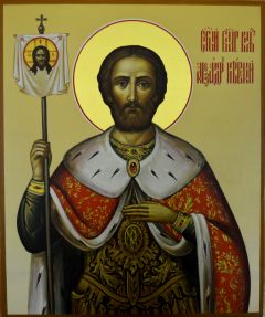 Рукописная икона Александр Невский 