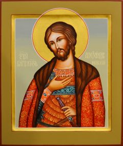 Рукописная икона Александр Невский №91 (Размер 21х25 см)