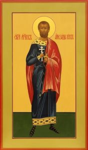 Рукописная икона Александр Воин