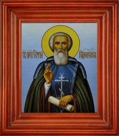 Рукописная икона Сергий Радонежский (Размер 17*21 см)