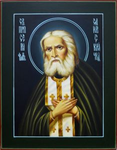 Рукописная икона Серафим Саровский масляная живопись