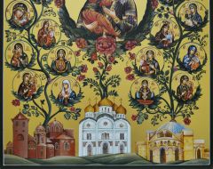 Рукописная икона Древо Богородицы (21 чудотворный Образ)