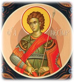 Рукописная икона Нестор Солунский