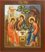 Рукописная икона Святая Троица №56 (Размер 27х31 см)