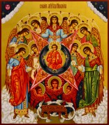 Рукописная икона Собор Архангела Михаила 5 (Размер 27*31 см)