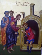 Рукописная икона Исцеление слепого