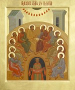 Рукописная икона Пятидесятница Сошествие Святого Духа